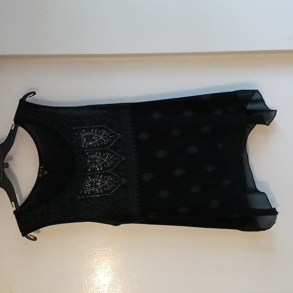 Women's Small Bleu black sleeveless top with silver embellishments